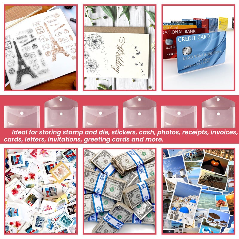 Vmiapxo 40 Pack Stamp and Die Storage Pockets  Reusable Small Plastic Envelopes Waterproof Sticker Organizer Receipt Holder Photo Storage Folders (4"" x 6"") - Image 4